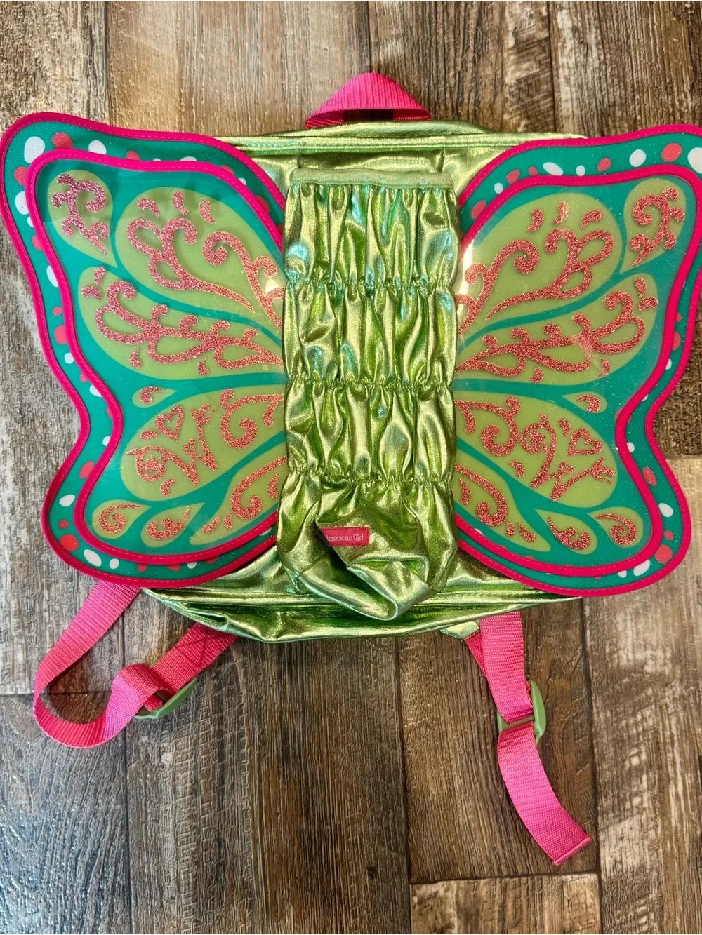 American Girl Wellie Wisher Green Butterfly Backpack Flutter Wings Doll Carrier